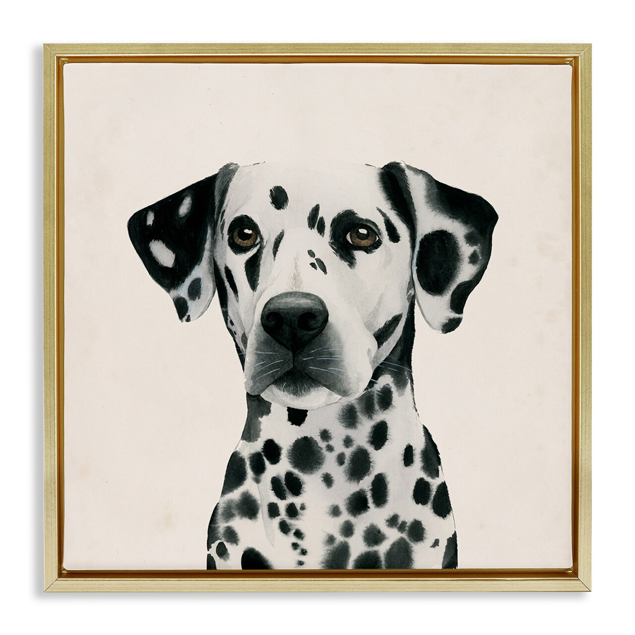 Stupell Industries Traditional Dalmatian Portrait Framed Floater Canvas Wall Art